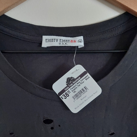 Freedom Rider Distressed Graphic Tee Plus in Black - Picture 4 of 5